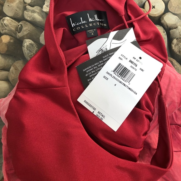 Nicole Miller Coral Ruched Cocktail Dress NWT - Picture 8 of 8